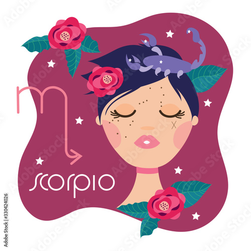 beautiful woman with scorpio zodiac sign
