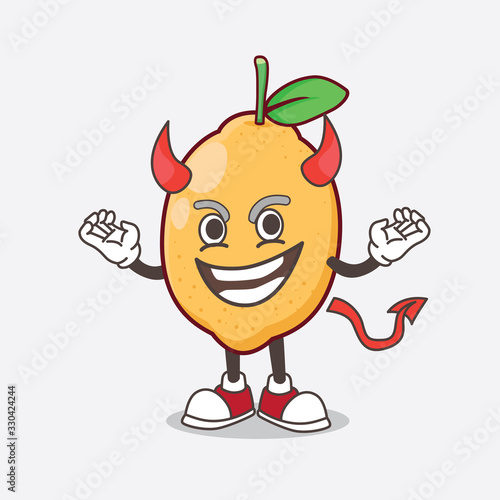 Lemon Fruit cartoon mascot character as cruel devil