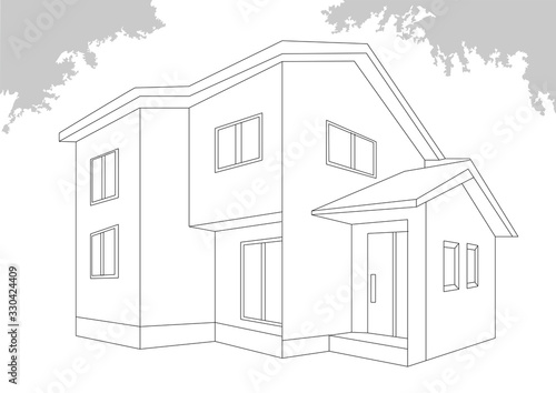 住宅の線画イラスト素材