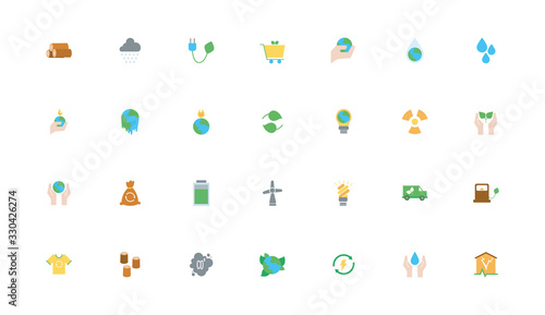 bundle of climate change set flat icons