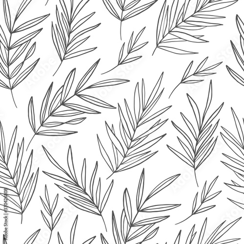 Fototapeta Naklejka Na Ścianę i Meble -  Hand drawn aesthetic botanical seamless pattern for print, textile, apparel design. Modern elegant botanical pastel background.