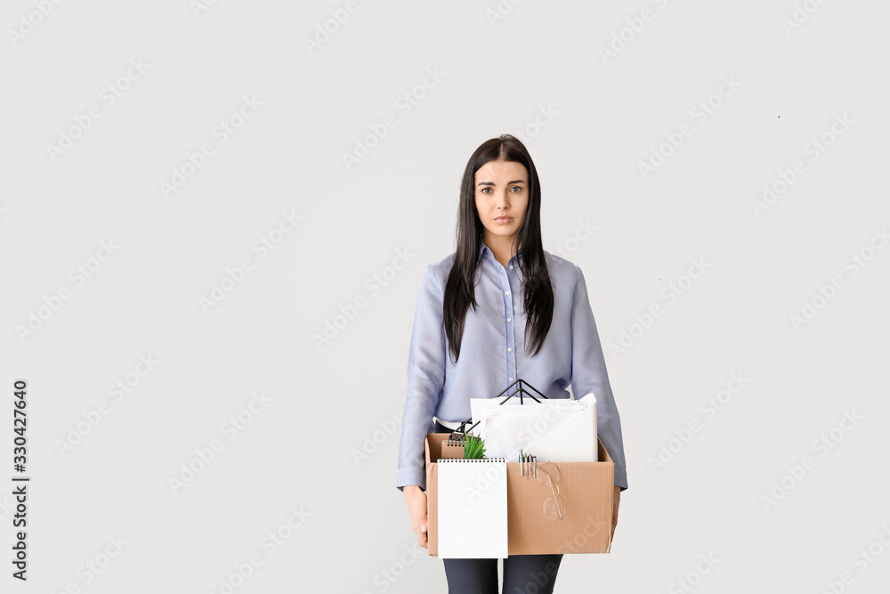 Sad fired woman on light background Sad fired woman on light background