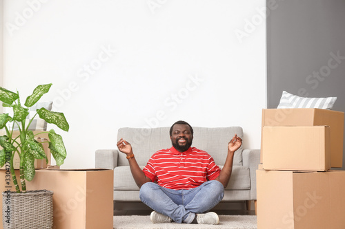 Meditating African-American...