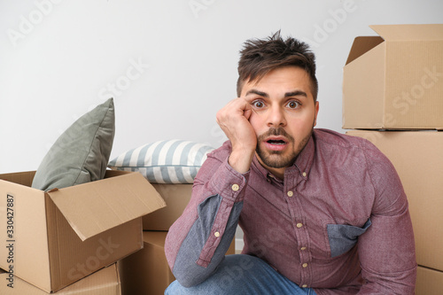 Troubled man with moving bo...