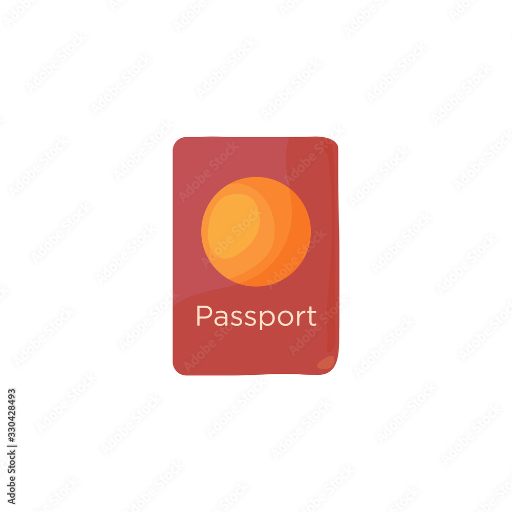 Vector illustration with international passport in cartoon style. Travel documents, passport, id