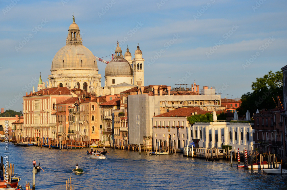 Venice's Santa Maria della Salute church dominates this golden hour skyline with he Grand Canal in the foreground.