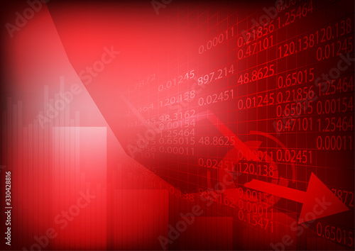Vector : Decrease business graph and stockboard with circuit breaker