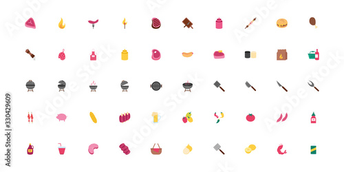 bundle of bbq set icons