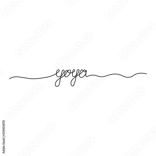Yoga. Continuous line drawing. Hand drawing, lettering, alligraphy. Vector. photo