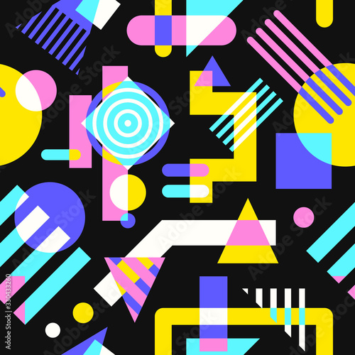 vector modern colorful geometric seamless pattern on black