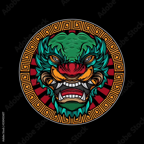 chinese guardian lions vector design
