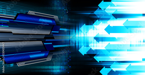 Blue arrow cyber circuit future technology concept background