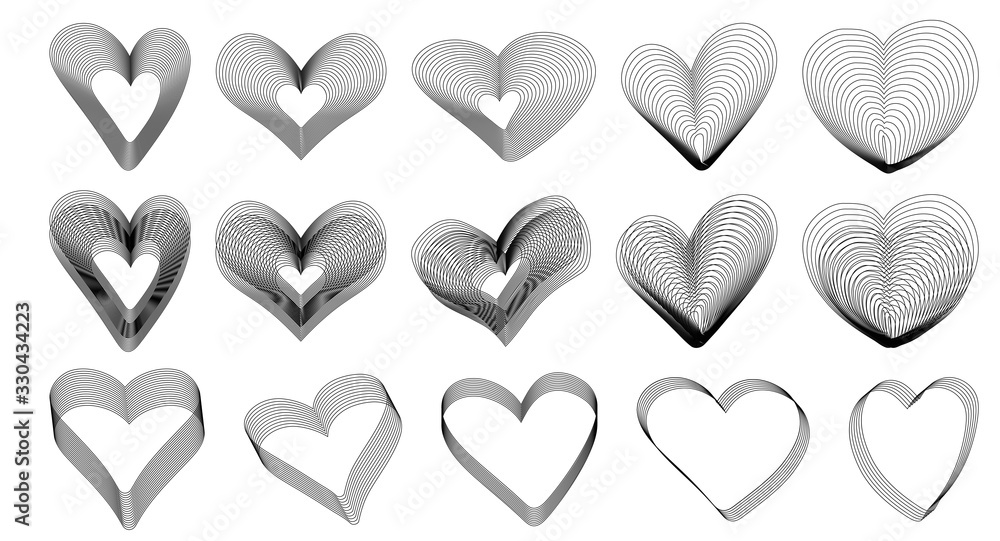 Heart .Heart line vector set.Heart line  vector icon.Heart line  vector sign	