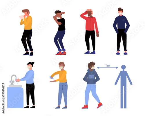 Steps To Hand Washing For Prevent Illness, wearing mask, using sanitizer. Main syptopms of the desease.