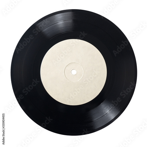 7-inch vinyl record isolated on white. photo