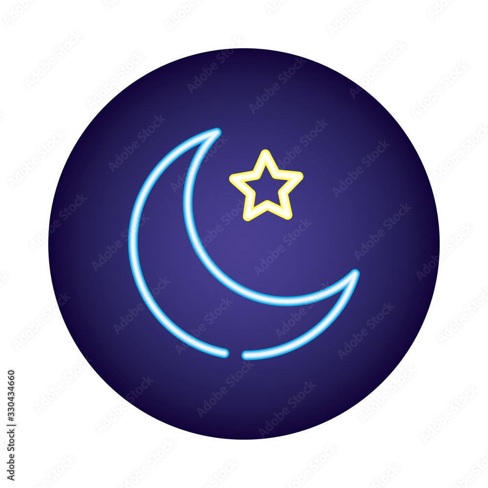 moon night with star neon light style icon moon night with star neon light style icon