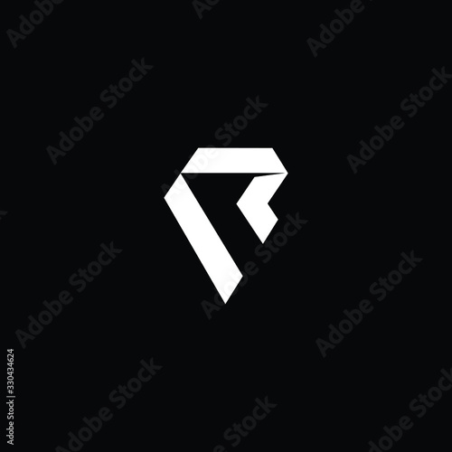  Minimal elegant monogram art logo. Outstanding professional trendy awesome artistic R VR RV initial based Alphabet icon logo. Premium Business logo White color on black background