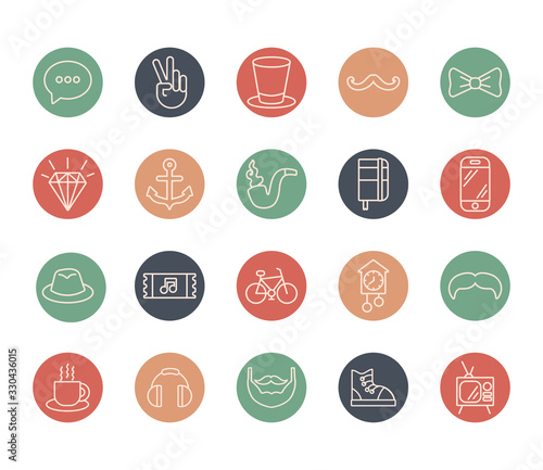 bundle of hipster style set icons