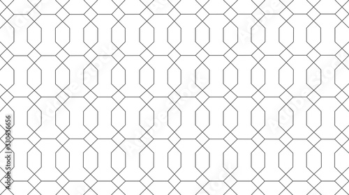 Geometric black line connection Octagon and hexagon abstract textured pattern white background for add text or image.