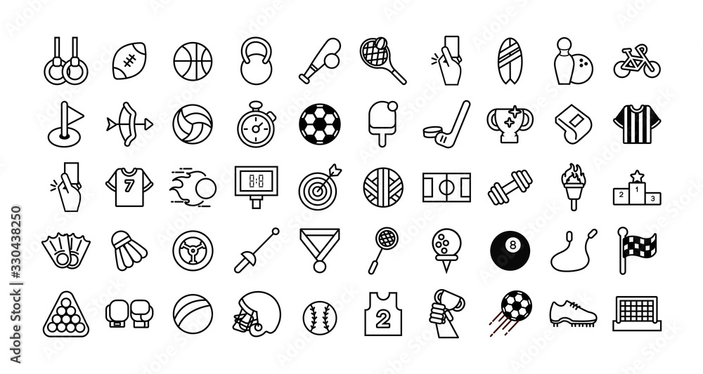 bundle of sports set line icons bundle of sports set line icons