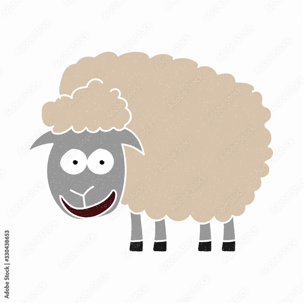 Obraz premium sheep vector design. digital hand drawn style. grain texture