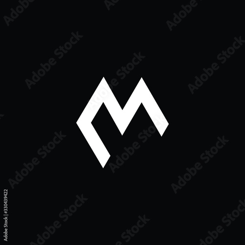  Minimal elegant monogram art logo. Outstanding professional trendy awesome artistic M MC CM initial based Alphabet icon logo. Premium Business logo White color on black background