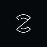  Minimal elegant monogram art logo. Outstanding professional trendy awesome artistic Z ZC CZ initial based Alphabet icon logo. Premium Business logo White color on black background