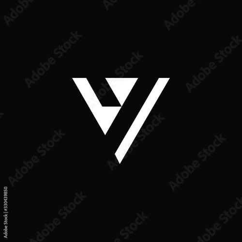  Minimal elegant monogram art logo. Outstanding professional trendy awesome artistic V Y YV VY initial based Alphabet icon logo. Premium Business logo White color on black background photo