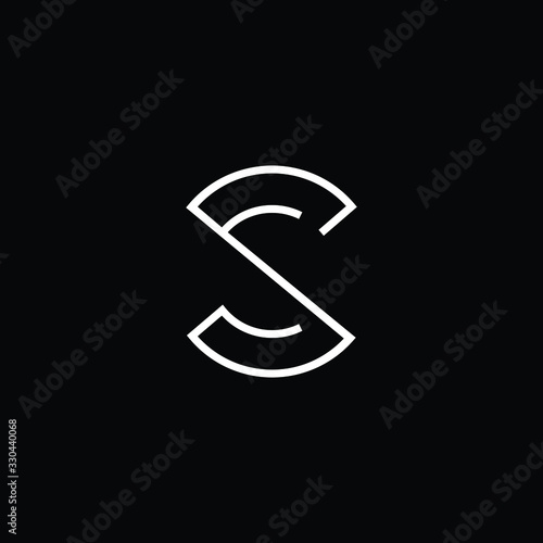  Minimal elegant monogram art logo. Outstanding professional trendy awesome artistic S SC CS initial based Alphabet icon logo. Premium Business logo White color on black background