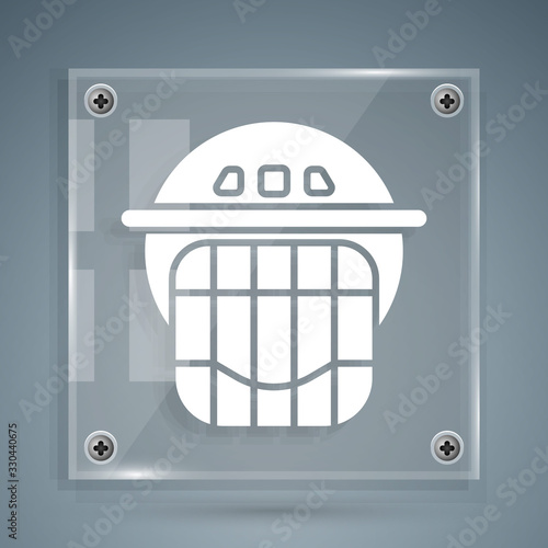 Photography White Hockey helmet icon isolated on grey background
