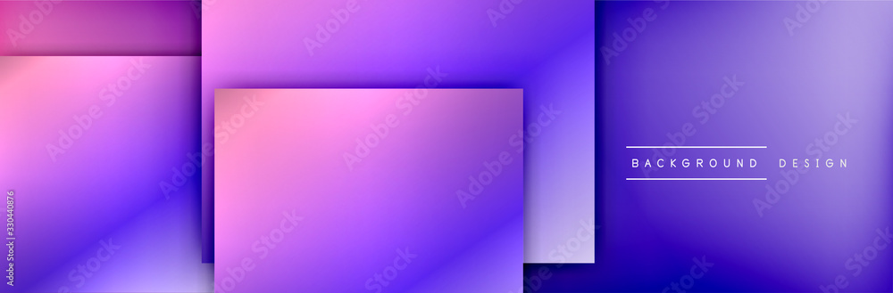 Square shapes composition geometric abstract background. 3D shadow effects and fluid gradients. Modern overlapping forms