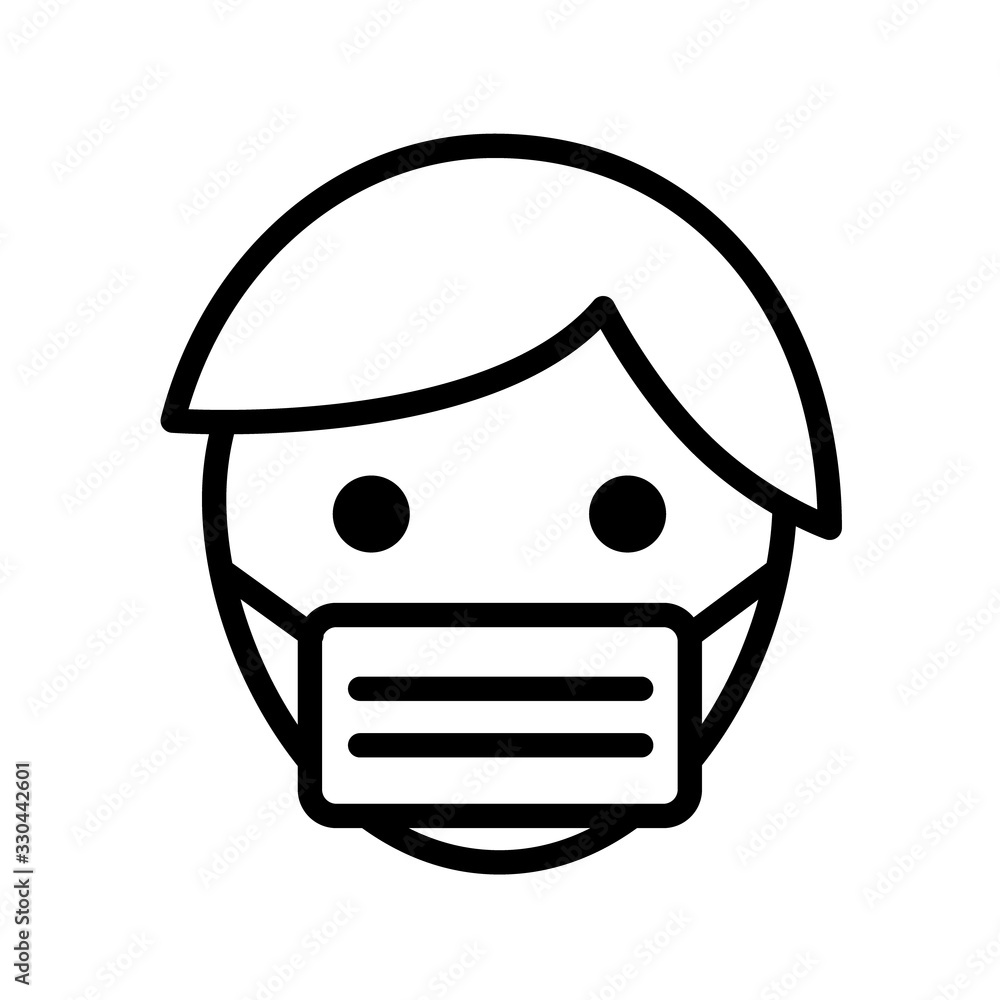 Masked man outline vector icon isolated on white background. 2019-ncov coronavirus line icon for web, mobile apps, ui design and print products. Symptoms and prevention of coronavirus Masked man outline vector icon isolated on white background. 2019-ncov coronavirus line icon for web, mobile apps, ui design and print products. Symptoms and prevention of coronavirus