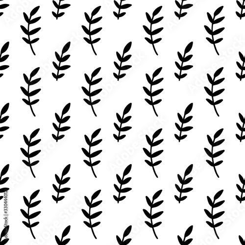 Seamless pattern with leaves hand drawn vector