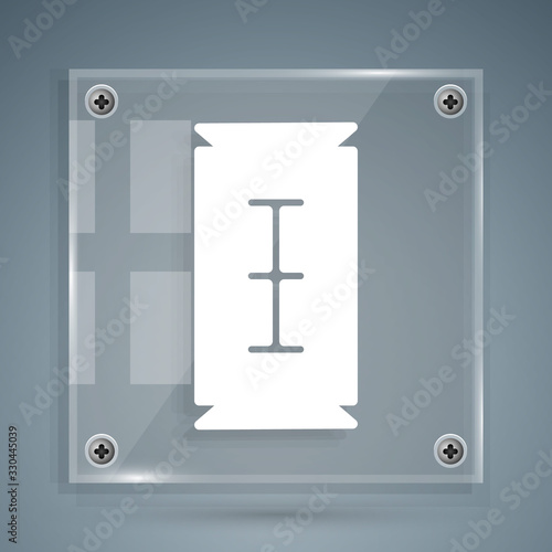 White Blade razor icon isolated on grey background. Square glass panels. Vector Illustration