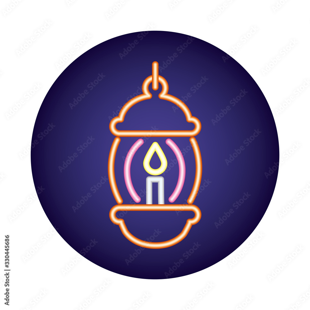 lamp with candle neon light style icon lamp with candle neon light style icon
