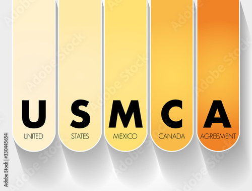 USMCA - United States Mexico Canada Agreement acronym, concept background
