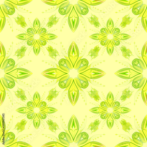 Seamles abstract decor ornamental spring summer yellow pattern
