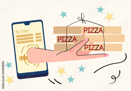 Smartphone e-commerce technology delivery online illustration vector