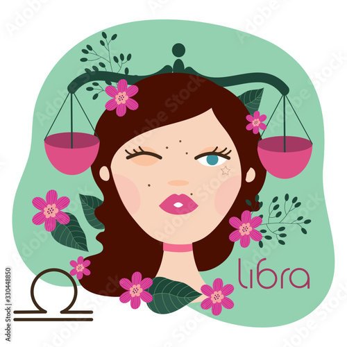 beautiful woman with libra zodiac sign