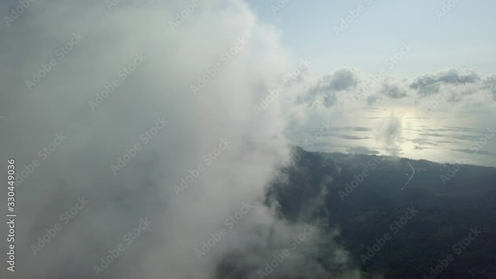Cumulus clouds high altitude drone scene with evening bright sun reflecting in the ocean 2 - Koh Samui - Thailand Cumulus clouds high altitude drone scene with evening bright sun reflecting in the ocean 2 - Koh Samui - Thailand