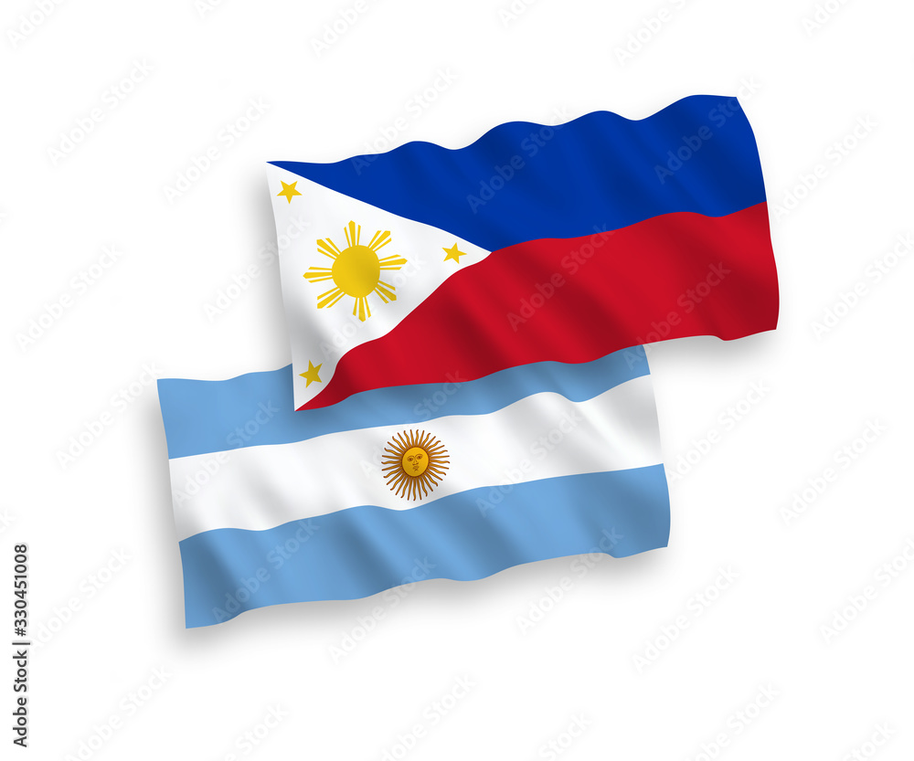 Flags of Philippines and Argentina on a white background