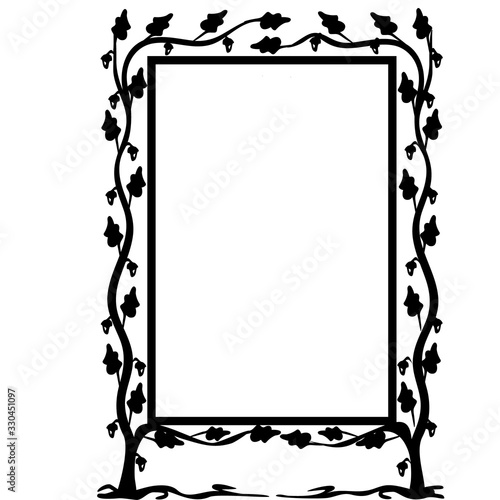 Oak frame wth signature. vector a4 format. hand draw illustration