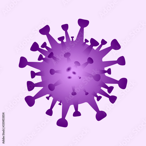 The virus SARS-CoV-2, COVID-19. Appearance of the virus. Vector illustration in purple.