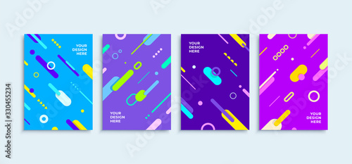 Modern abstract backgrounds vector posters or banners set flat geometric lines colorful shapes