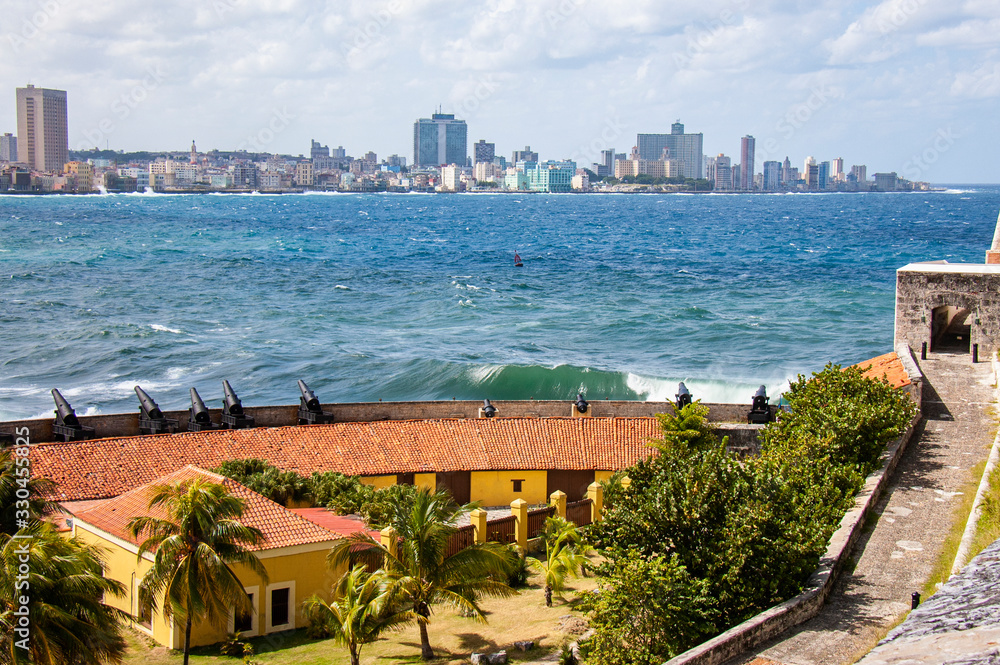 View to Havana and ocean from Morro Castle, Cuba