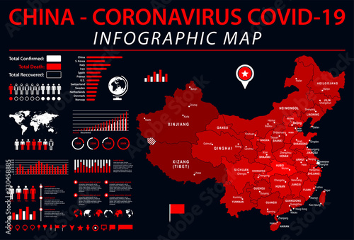 China Map - Coronavirus COVID-19 Infographic Vector