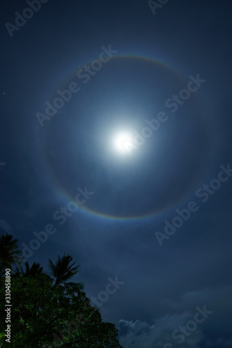 Full moon and halo