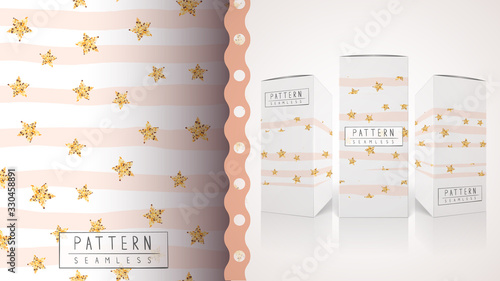 Gold princess star - seamless pattern