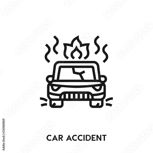 car accident vector line icon. Simple element illustration. car accident icon for your design. Can be used for web and mobile.