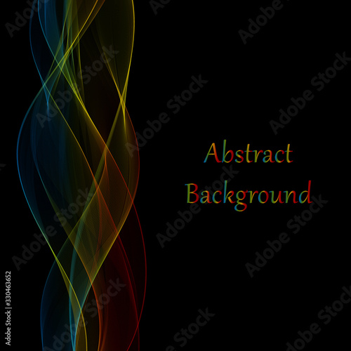 colored smoky wave on a black background. presentation template. layout for cover, brochure, flyer, banner, card, certificate. eps 10